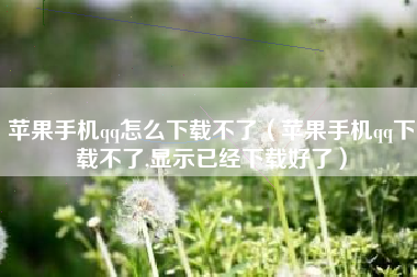 苹果手机qq怎么下载不了(苹果手机qq下载不了,显示已经下载好了)