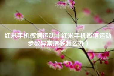红米手机微信运动(红米手机微信运动步数异常增多怎么办)