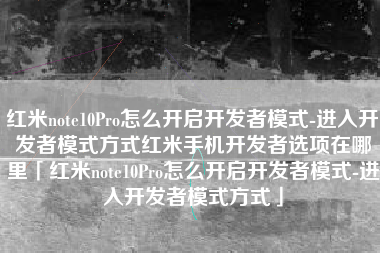 红米note10Pro怎么开启开发者模式-进入开发者模式方式红米手机开发者选项在哪里「红米note10Pro怎么开启开发者模式-进入开发者模式方式」