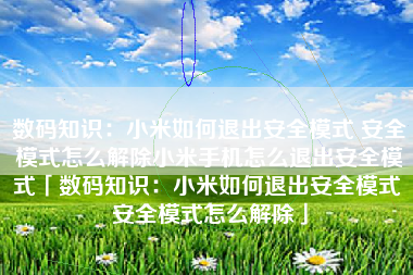 数码知识:小米如何退出安全模式 安全模式怎么解除小米手机怎么退出安全模式「数码知识:小米如何退出安全模式 安全模式怎么解除」